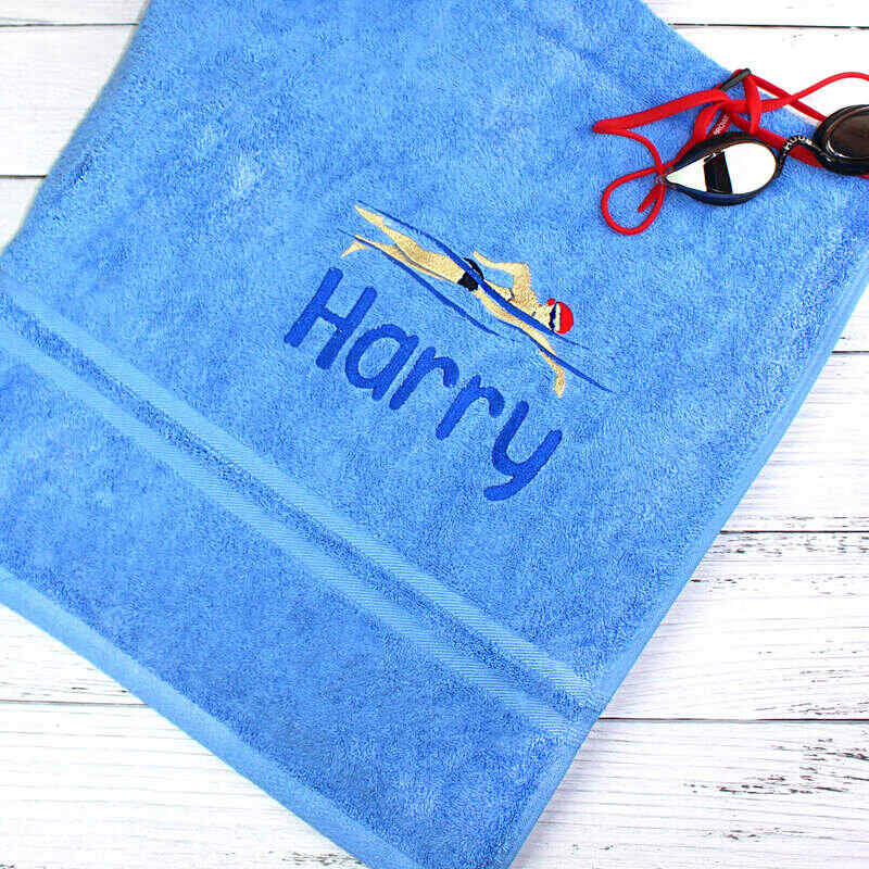 A swimmer gift ideas, personalized towel