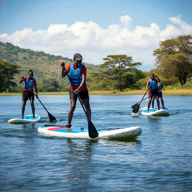 Stand-up paddleboarding, team building